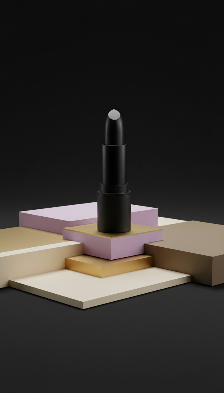 Batom matte preto embalagem minimalista