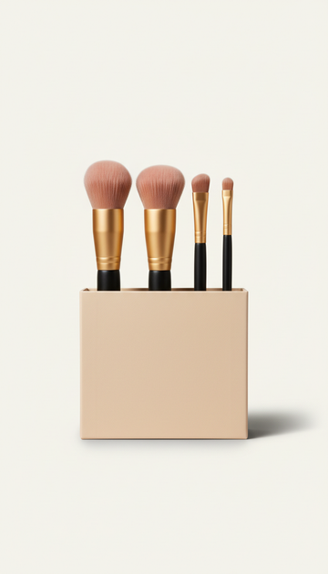 Kit pincéis maquiagem acabamento dourado